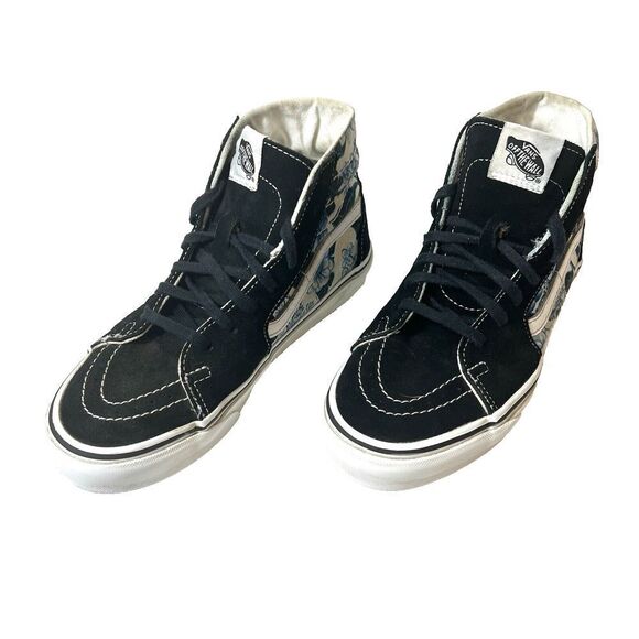 Vans Sk8-Hi Black Suede Canvas Floral Sneaker Women 7.5 Lace Up Skate Shoe Men 6 - Picture 3 of 11